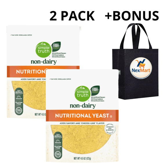 Simple Truth Nutritional Yeast Non-Dairy Vegan Gluten Free 4.5 Oz 2 Pack   Bonus
