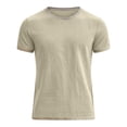 thumbnail image 5 of Men's Linen Cotton T-Shirt, Casual Button Down Tee, Short Sleeve Crewneck Relaxed Fit, Breathable Quick Dry Moisture Wicking, For Gym Workout Beach Vacation Daily Wear | Zenithor,Beige L, 5 of 6