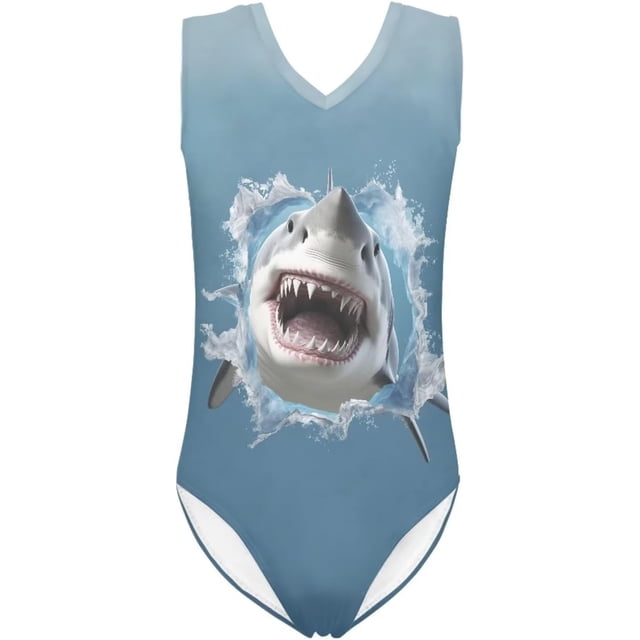 Maillot de Bain une Pièce pour Filles 3-14 Col en V Maillot Sans Manches
