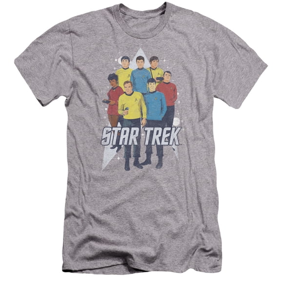 Star Trek Here Here Premium Canvas Adult Slim Fit 30/1 T-Shirt Athletic Heather