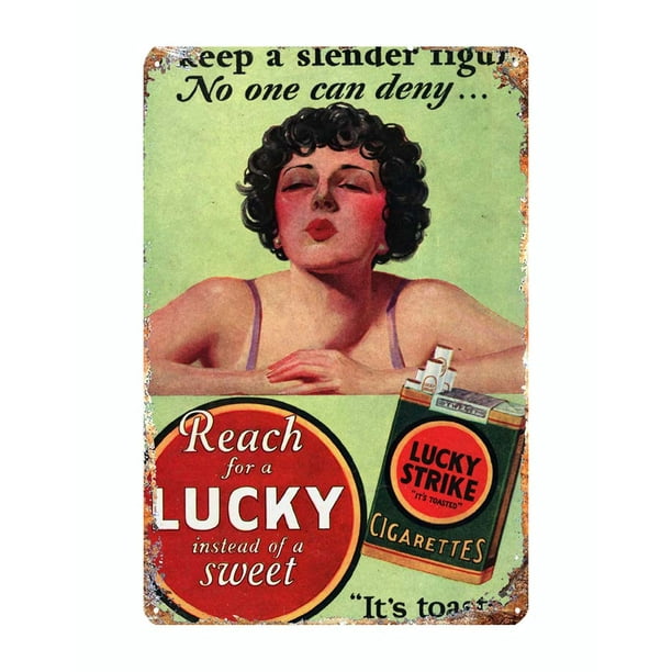 Unbranded Lucky Strike Cigarettes Tobacco Metal Tin Sign Vintage Style Reproduction 12 X 8 Inches