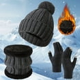 thumbnail image 2 of Hontri Hat Gloves Scarf Set Women Women's Winter Warm Gloves Hat And Neck Set with Thick Velvet for Cold And Cycling Young Women Gift Ideas Dark Gray, 2 of 6