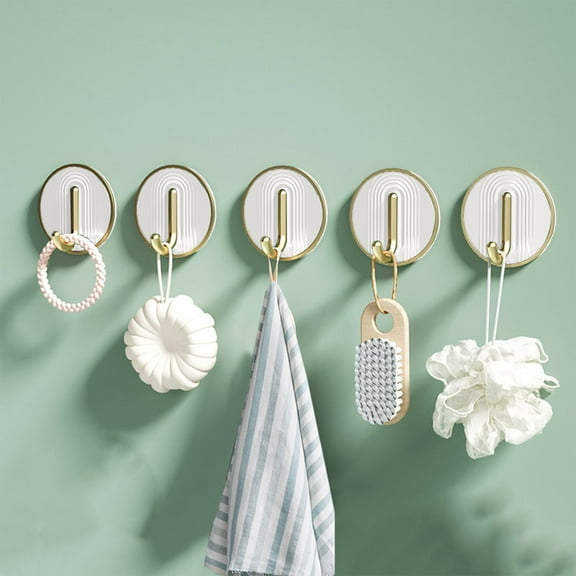 Hauiodp Decorative Wall Hooks, Adhesive Coat Hooks, Kitchen Wall Hooks, Nail Free Sticky Hangers, Reusable Utility Towel Hooks for Entryway, Kitchen, Bathrooms, Door