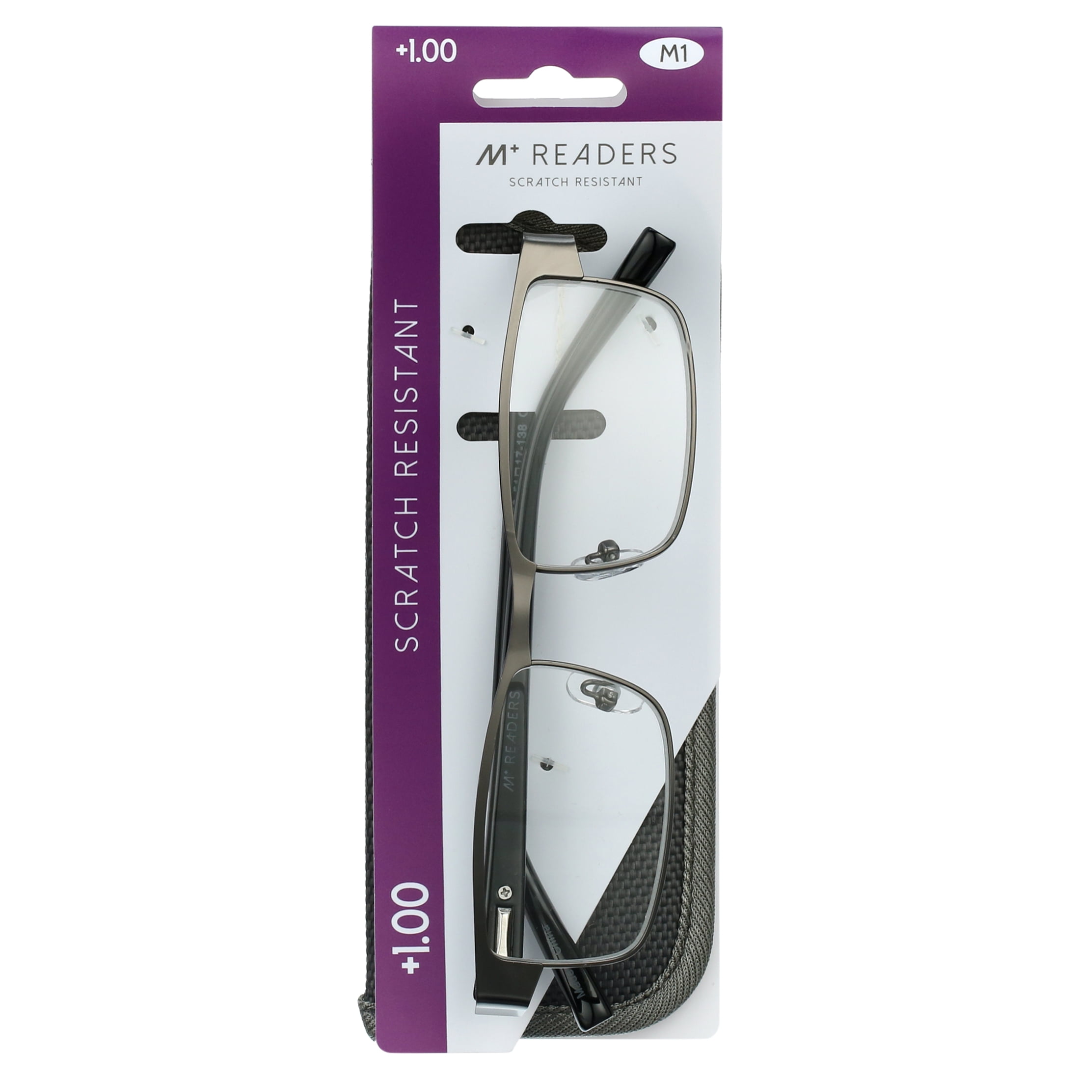 M Readers Birch +1.00 Reading Glasses, Gunmetal (7 Powers Available)