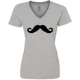 thumbnail image 3 of Inktastic Mustache Women's V-Neck T-Shirt, 3 of 5