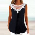 thumbnail image 1 of ICHUANYI Clearance Women Fashion Summer Sexy Fold Printed Regular Lace Sleeveless V Neck Button Top(Black, XXL) ICHUANYI WER2023080802944, 1 of 3