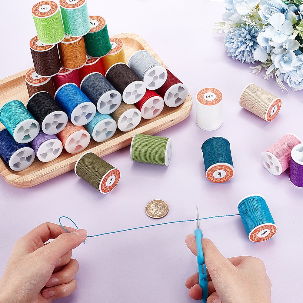 360 Yards/30 Rolls Waxed Polyester Cord 1mm Twisted Thread Sewing Waxed Stitching Thread Cord String for Bracelet Making Necklaces Jewelry Making
