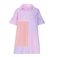 thumbnail image 6 of Colorful T Shirt Dress for Women Collared Button Down Shift Dress A Line Flare Striped Cute Teen Girls Preppy Outfit, 6 of 8