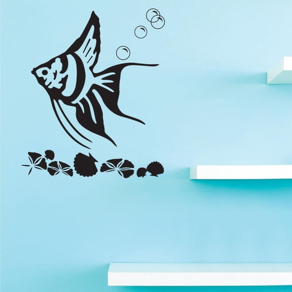 Custom Decals Rainbow Fish Wall Art Size: 12 Inches x 12 Inches Color: Black