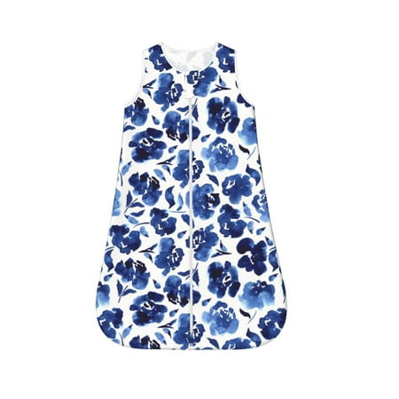 

Fotbe Blue Roses Pattern Sleep Sack - Baby Wearable Blanket with Zipper Extra Soft Cotton Sleeveless Sleeping Bag for Infants-Large
