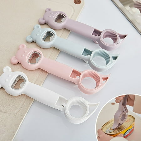 Nsxcdh 4 in 1 Manual Lid Remover Bottle Opener Multifunctional Abs Plastic 8.27x1.77in Ergonomic Handle Space Saving Easy Clean Fashion Kitchen Tool Gift Card