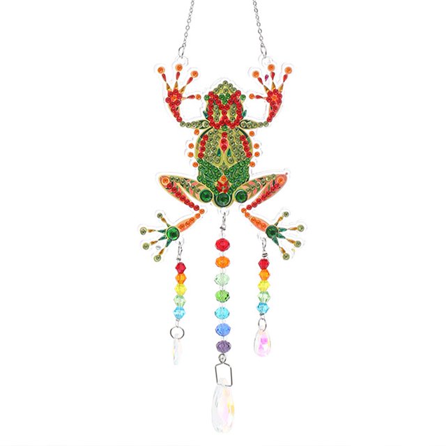 Diamante colgante cristal Wdftyju DIY pintura luz Catcher Wind Chime rana