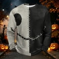 thumbnail image 4 of Fabrcox S-5XL Halloween Shirt for Men Spooky Pumpkin Face Patchwork Crewneck Sweatshirt for Men Funny Fall Waffle Big and Tall Pullover 5XL, 4 of 7