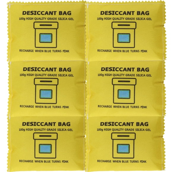 Paquete de perlas desecantes de gel de sílice Gimehome recargables, 100 g, 6 unidades