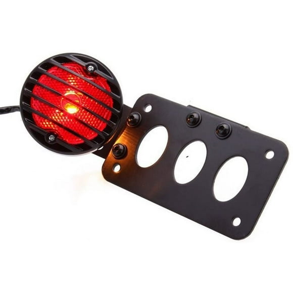 KaTur Black Motorcycle Side Mount Tail Light Brake License Plate Bracket Taillight for Suzuki Yamaha Harley Bobber