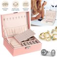 thumbnail image 4 of Muyoka Caja de almacenamiento de joyería portátil de dos capas anillo pendiente collar organizador caja organizador de joyería almacenamiento para anillos pendientes collar pulseras Muyoka Hogar, 4 of 5