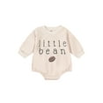 thumbnail image 2 of Infant Baby Sweatshirt Jumpsuit 3 6 12 18M Round Neck Long Sleeve Letter  Bean Print Autumn Romper, 2 of 8