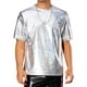 thumbnail image 1 of Camisetas Holográficas INSPIRE CHIC para hombres, de cuello redondo, de manga corta, para fiestas, disco, camiseta brillante S Plata, 1 of 5
