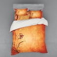 thumbnail image 2 of Antique Duvet Cover Set, Vintage Aged Background the Silhouette of Rose Bloom Digital Image, Bedding Set with Shams and Fitted Sheet, 3 Sizes, by Ambesonne, 2 of 3