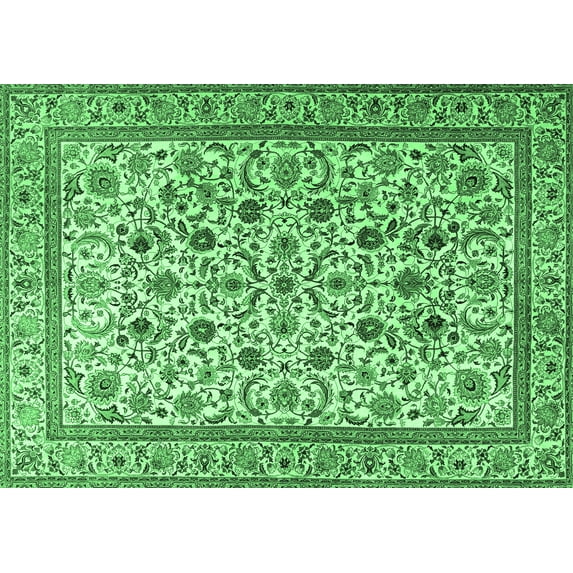 Ahgly Company Indoor Rectangle Persian Emerald Green Traditional Area Rugs, 3' x 5'