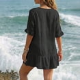 thumbnail image 6 of ShomPort Women's Casual Shirt Dresses Thin See Through V Neck Short Sleeve Ruffle Beach Cover up Dress, 6 of 7