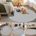thumbnail image 5 of Round Area Rugs 8 Feet - Grey Solid Color Soft Indoor Throw Rugs Carpets for Living Dining Bedroom Kids Room Non-Slip Playroom Crawl Rug Floor Mats Minimalist Art, 5 of 9