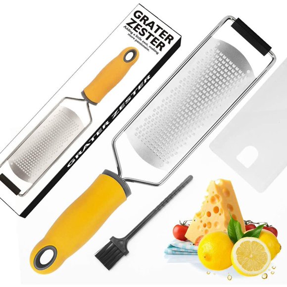 SURJDE Zesteur de Citron, Râpe à Fromage, Zesteur de Citron en Acier Inoxydable Tranchant comme un Rasoir avec Poignée, Outil de Cuisine pour Gingembre, Ail, Muscade, Chocolat, Légumes, Fruits