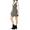 thumbnail image 4 of INSPIRE CHIC Women's Button V Neck Plaid Tweed High Waist Office Overall Dress, 4 of 6