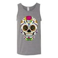 thumbnail image 2 of Wild Bobby Day Of The Dead Sugar Skull Pop Culture Men Graphic Tank Top, Heather Grey, XX-Large, 2 of 5