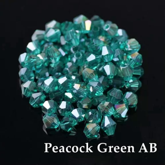 U8MO 3mm 4mm 6mm 8mm Bicone Faceted Crystal Glass Loose Beads lot for Jewelry Making-143 Peacock Green AB-8mm (60pcs)