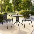 thumbnail image 4 of Flash Furniture 28'' Round Glass Metal Table with Gray Rattan Edging and 2 Gray Rattan Stack Chairs, 4 of 14