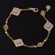 thumbnail image 1 of Pulsera de oro de 18 quilates con trébol de cuatro hojas y tres flores, joyería vintage para niñas, 1 of 6