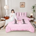 thumbnail image 4 of Homewish Bowknot Letter Monogrammed H 3-Piece Full Size Comforter Sets for Teens Female Girls,Dreamy Princess Bedding Comforter Set,Cheetah Print Lightweight Bedding Sets, 4 of 8