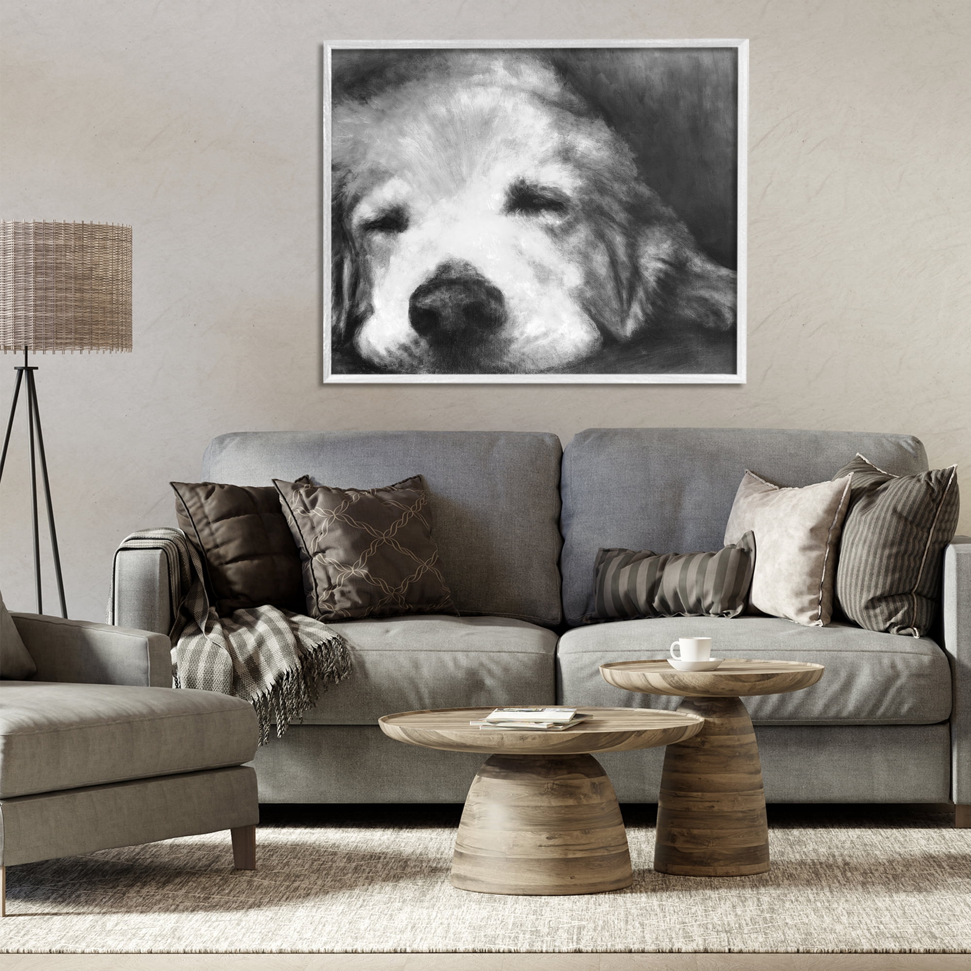 Stupell Industries Monochrome Dog Day Afternoon White Framed Giclee Art, design by Walt Johnson