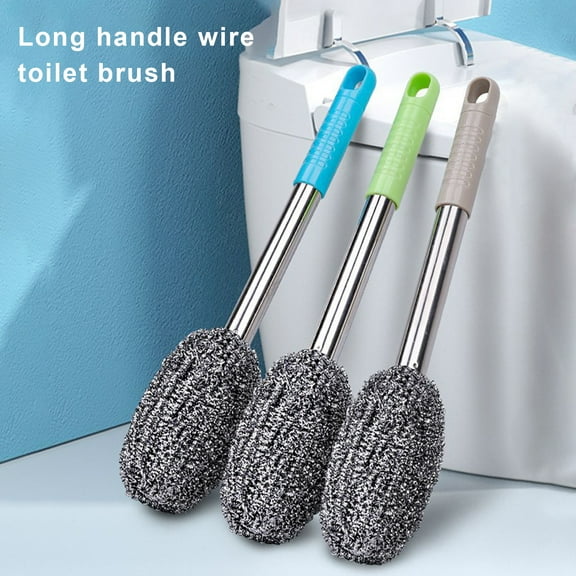 sunsanly Stainless Steel Sponge Scrubbing Scouring Pad Long Handle Design Built-in Spring Pot Pan Steel Wool Scrubber Bathroom Accessories