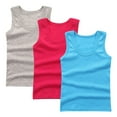 thumbnail image 2 of BRGZLK 3 Pack Kids Undershirts Tank Tops Girls Summer Trendy Solid Base Sleeveless Top Cotton Super Soft Round Neck Camisoles Blue 4-5 Years, 2 of 3