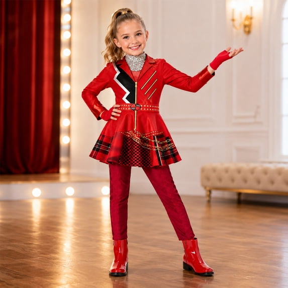 Red Halloween Cosplay Costume Full Set Crimson Villain Princess Jumpsuit Outfit Storybook Fantasy Dress-Up Apparel for Festive Party Themed Events