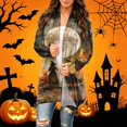 thumbnail image 2 of Halloween Cardigan for Women Pumpkin Long Sleeve Cardigan Fall Open Front Cardigan Halloween Print Medium Length Coat,Orange,3XL, 2 of 7