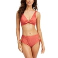 thumbnail image 2 of SUNDAZED Women's Orange Polka Dot Stretch Lined Molded Cup Bikini Deep V Neck Tie Swimsuit Top 34DD, 2 of 2