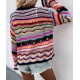 thumbnail image 6 of HLSOHJP Women's Rainbow Knitted Cardigan Sweater Long Sleeve Multicolor Striped Sweater Jumpers Open Front Jacket, 6 of 7