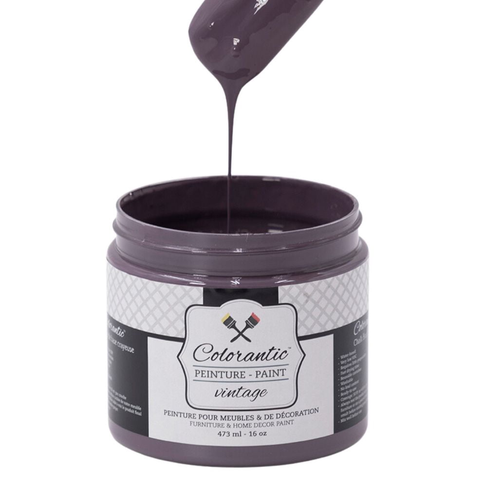 Colorantic | AUTUMN PLUM Chalk Paint Based for Furniture DIY - Multi-Surface All-in-One Craft Paint | DARK PURPLE COLOR Home Decor Painting - 32 oz