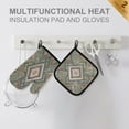 thumbnail image 3 of 2 PCS Oven Baking Gloves Set Heat Resistant Oven Mitt & Pot Holder Set Cooking Mitts Kitchen Home Supplies Intricate Brown Batik Pattern, 3 of 5