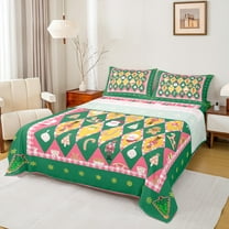 Manfei Kawaii Santa Claus Twin Sheet Sets for Kids, Green Checkered Plaid Twin Fitted Sheet, Merry Christmas Flat Sheet, Ultra Soft Home Decor, 3-Piece