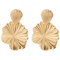 DESIGNICE Statement Earrings for Women,Metal Plated Ruffled Flower Gold Chunky Earrings,Pure Minimal Aesthetic Womens Earrings,Style2