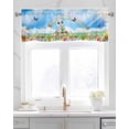 thumbnail image 2 of Cartoon Bunny Linen Curtain Valance for Bedroom/Bathroom/Kitchen/Office/Living/Dining Room Windows, Colorful Easter Eggs Spring Mushroom Rod Pocket Topper Decorative Cafe Drapes Panel 42"x18", 2 of 6