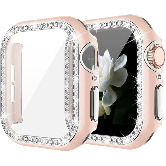 Apple Watch Case with Tempered Glass Screen Protector for Apple Watch 40mm Series 6/5/4/SE, Bling Crystal Diamond Rhinestone Ultra-Thin Bumper Full Cover Protective Case for Women Girls iWatch