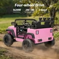 thumbnail image 4 of Outfunny 24V Kids Ride on Truck, 4WD 2 Seater Electric Ride on Toys Car for Big Kids w/ Remote, 4x200W Motor - Light Pink, 4 of 10