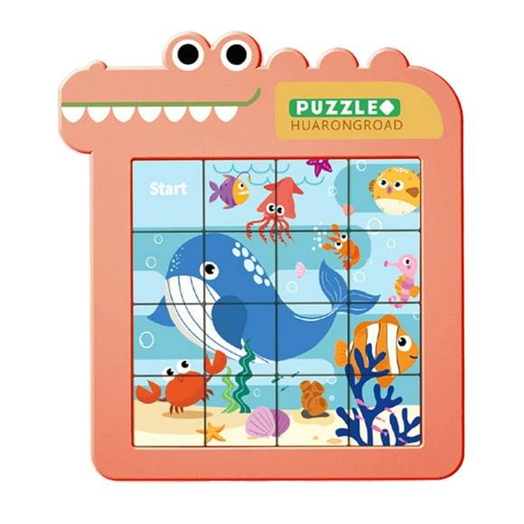 Slide Puzzle Interactive Interesting Fine Workmanship Creative Multifunctional Thinking Logic Training ABS Digital Sliding Puzzle Cartoon Educational Toy for Kindergarten