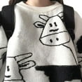 thumbnail image 4 of Chandails en Tricot à Manches Longues pour Femmes, Col Ras du Cou, Imprimé Vache de Dessin Animé, Coupe Ample, 4 of 6