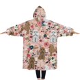 thumbnail image 2 of Oversized Wearable Blanket Hoodie,Poodle and Pioneer Flower Sherpa Blanket Hoodie with Super Pockets,Super Warm Fuzzy Pullover for Women & Men, 2 of 6
